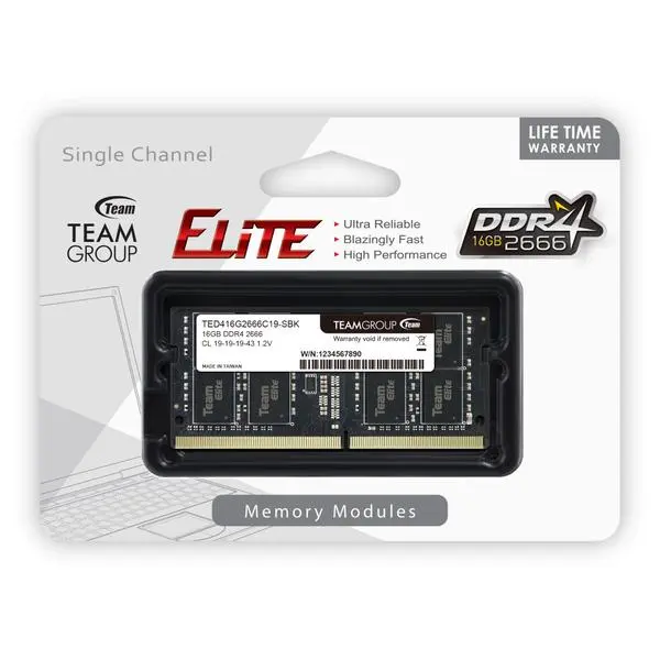 16G DDR4 2666 TEAM ELITE SODIM (63110)