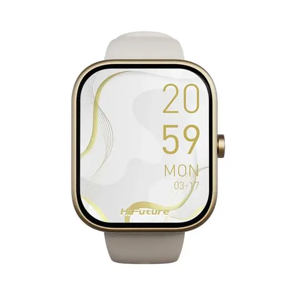 HiFuture Lume Champagne Gold, 1.85 " IPS, Powered by Dual Core, Aerospace-Grade Ultra Light Aluminum Frame, Bluetooth Call, 3D User Interface, 1ATM Waterproof, 24/7 True Heart Rate & Blood Oxygen Sensor, 100+ Sports Mode, Up to 7 days daily use - 697