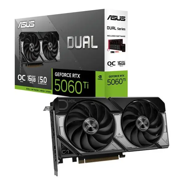 Видео карта Nvidia GF RTX 5060 Ti, 16GB, Asus Dual, OC, PCI-E 5.0, GDDR7, 128-bit, DisplayPort, HDMI, 90YV0MH0-M0NA00