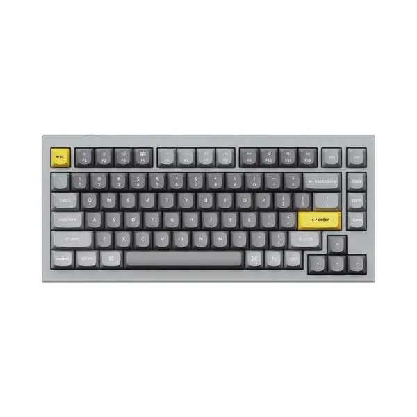 Геймърска Механична клавиатура Keychron Q1 QMK Silver Grey TKL Gateron Blue Switch RGB LED ABS (Version 2) - KEYCHRON-KEY-Q1-D2