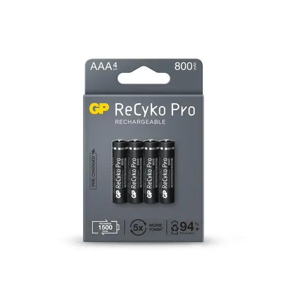 Акумулаторна Батерия GP R03 AAA 800mAh NiMH 85AAAHCB-EB4 RECYKO+ PRO до 1500 цикъла, 4 бр. в опаковка - GP-BR-85AAAHCB-EB4