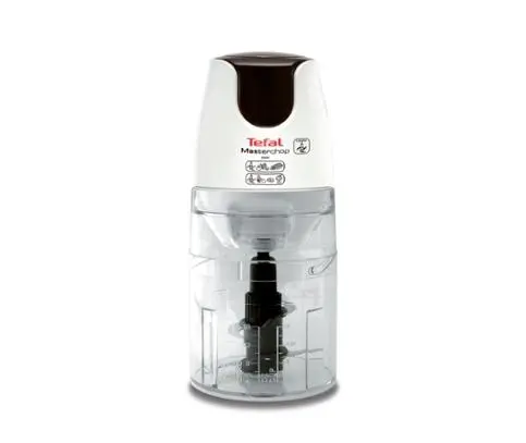 Tefal MB450B38, Masterchop XL, 500 W, Capacity 500 ml, 4 stainless steel blades, 3 in 1: grinding, chopping and mixing, white/dark warm silver - MB450B38
