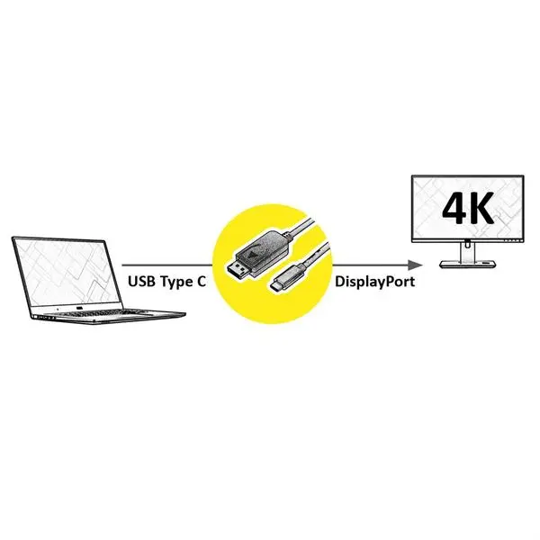 ROLINE Type C - DisplayPort кабел, M/M, 1.0 м - 11.99.5845