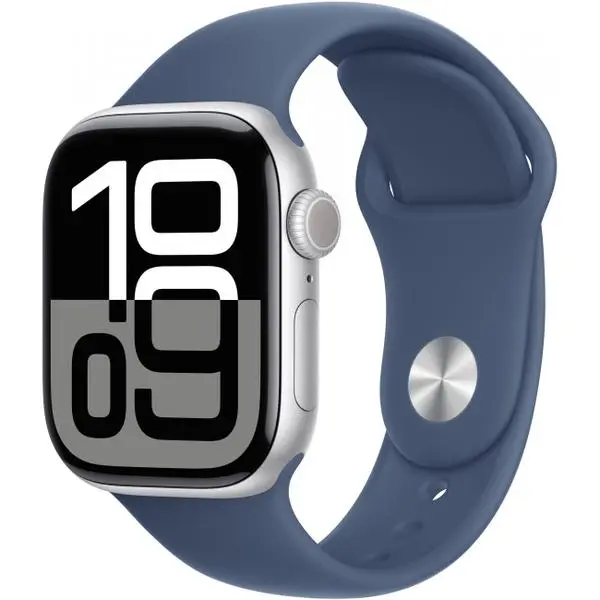 APPLE Watch Series 10 GPS + Cellular 42mm Silver Aluminium Case with Denim Sport Band - S / M -  (К)  - MWX33QF/A (8 дни доставкa)