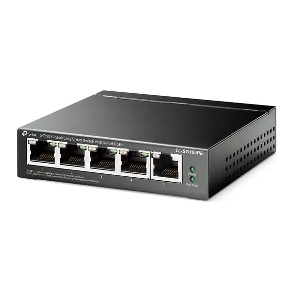 Комутатор TP-Link Gigabit Easy Smart TL-SG105PE 5-портов с 4 PoE+ порта (v)