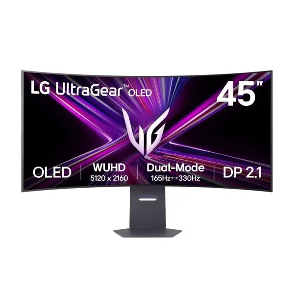 LG  44.5" UltraGear curved 21:9, 0.03ms, Dual QHD 5K (5120x1440), WUHD 165Hz/ WFHD Dual Mode 330Hz, USB Type-C - 45GX950A-B