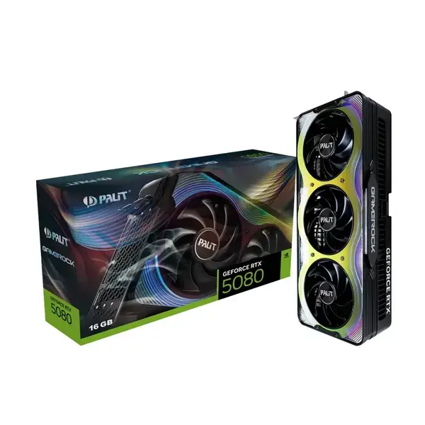 PALIT GeForce RTX 5080 GameRock 16GB GDDR7 256 bit, 1x HDMI 2.1b, 3x DP 2.1b, 3 Fan, 1x 16-pin pwr connector, 850W, 331.9 x 150 x 70.4 mm, NE75080019T2-GB2030G - 4710562244892_3Y
