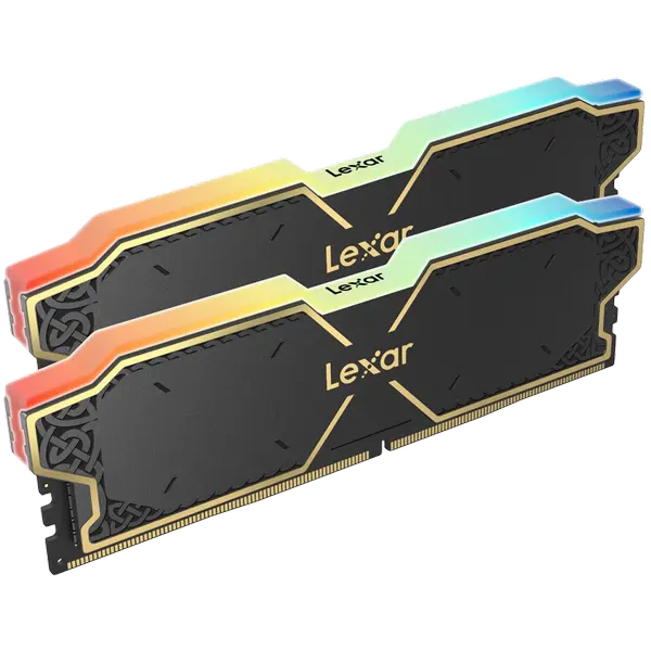 Lexar 32GB Kit (2x16GB) THOR DDR5 6000 CL38 1.3V Memory with heatsink and RGB lighting, Black Color, Dual pack - LD5U16G60C38BG-RGD