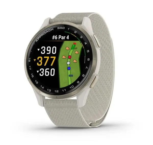 Garmin Approach S50 - Approach S50 - Cream Gold Aluminium безел с Ivory ComfortFit Nylon каишка - 010-03010-01