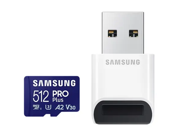 Samsung PRO Plus, microSDXC, UHS-I, 512GB, Адаптер, USB четец, SAM-SDM-MD512SBWW