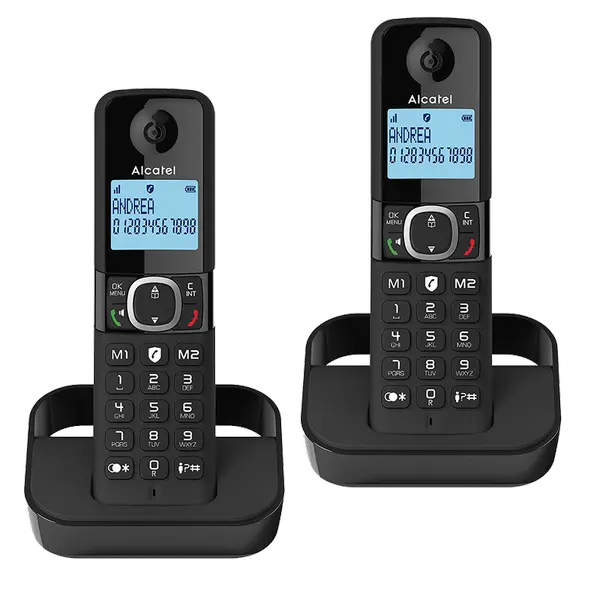Безжичен DECT телефон Alcatel F860 DUO - черен