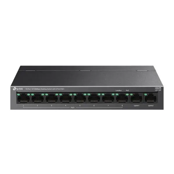 10-портов 10/100Mbps настолен комутатор TP-Link LS110P с 8 PoE+ порта (v)