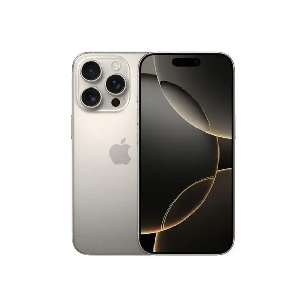 Apple iPhone 16 Pro (Natural Titanium), поддържа 2 SIM карти,MYNG3ZD/A, 6.3" (16.00cm) Super Retina XDR OLED Dolby Vision 120Hz дисплей, шестядрен Apple A18 Pro 4.04GHz, 8GB RAM, 128GB Flash памет, 48 + 12 + 48 & 12 Mpix камери, iOS, 199g