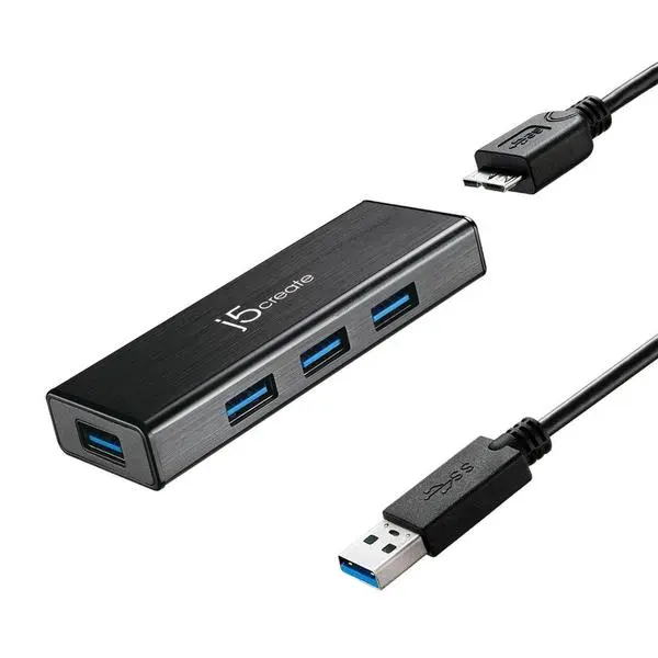 Хъб 4-портов J5 Create JUH340, USB 3.0, 1:4, Черен - J5-JUH340