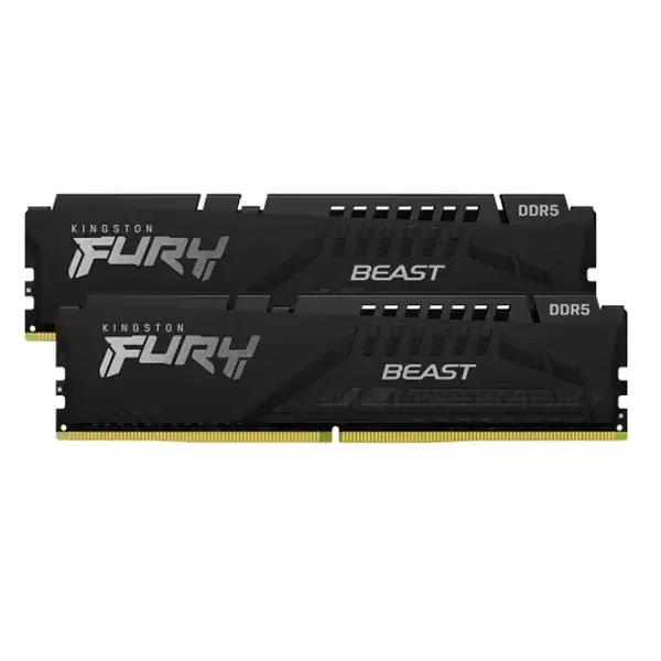 Памет 64GB (2x 32GB) DDR5 5600MT/s, Kingston FURY Beast Black KF556C40BBK2-64, 1.1 V