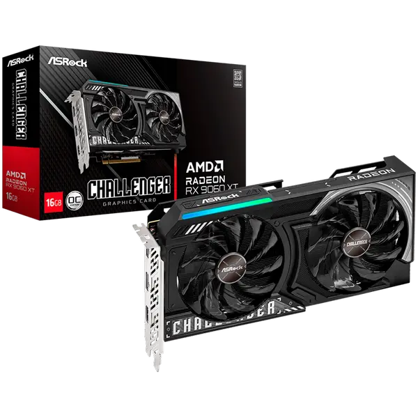 ASROCK Video Card AMD Radeon RX 9060 XT Challenger 16GB GDDR6 128-bit HDMI 2x DP - RX9060XT CL 16GO