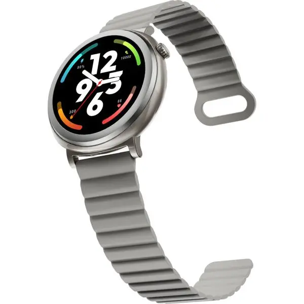 HiFuture Aurora Silver, 1.43" AMOLED,  466*466, Powered by Dual Core & Syntra AI, Bluetooth Call, IP68  Waterproof, 24/7 True Heart Rate & Blood Oxygen Sensor, Up to 10 days daily use, Magnetic Strap - 6972576182029