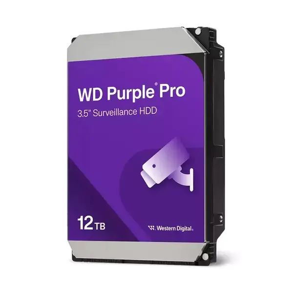 Твърд диск 12TB, Western Digital Purple Pro Surveillance, SATA 6Gb/s, 7200 rpm, 512MB кеш, 3.5" (8.89 cm), WD122PURP