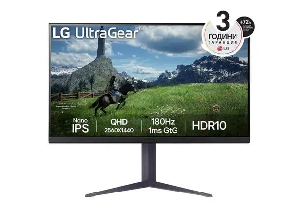 LG  31.5" UltraGear Nano IPS 1ms, AG, 180Hz, 1000:1, 350cd/m2, QHD (2560x1440), AMD FreeSync, NVIDIA G-SYNC - 32GS85Q-B