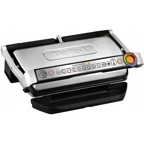 Грил преса Tefal OptiGrill GC724D12, светлинен индокатор, автоматично настройване на температурата, 2000W, черна/сребриста