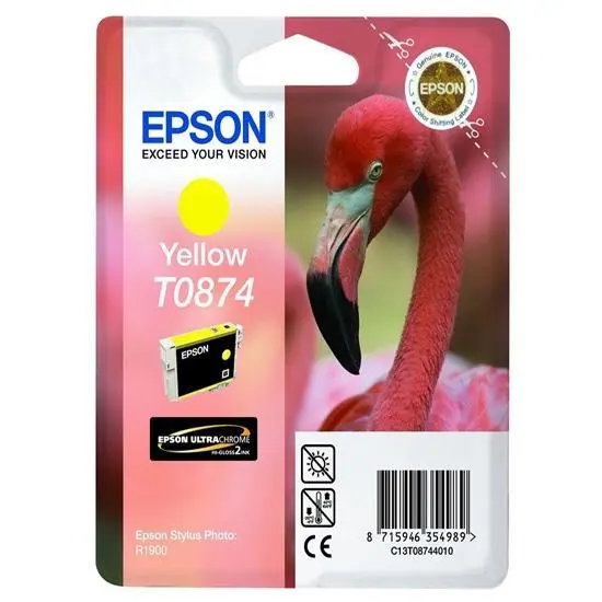 Epson T0874 Yellow Ink Cartridge - Retail Pack (untagged) for Stylus Photo R1900 - C13T08744010