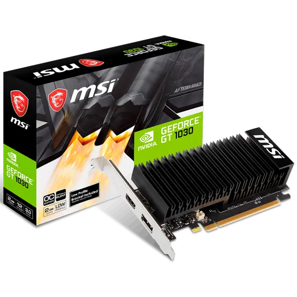 MSI Video Card NVidia GeForce GT 1030 LP OC GDDR4 2GB/64bit, PCI-E 3.0 x16, DisplayPort, HDMI, DX 12, Retail - GT_1030_2GHD4_LP_OC