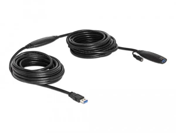 Удължителен кабел DeLock, Активен, USB-A мъжко - USB-A женско, USB 3.0, 10 м - DELOCK-83415