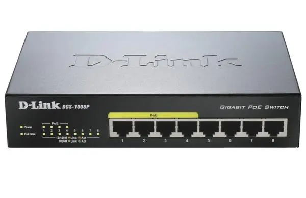 D-Link 8-port 10/100/1000 Desktop Switch w/ 4 PoE Ports - DGS-1008P