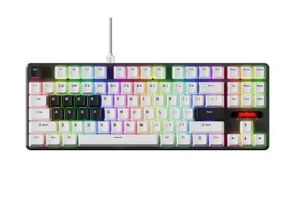 Pulsar Професионална геймърска механична клавиатура Professional PCMK 2 HE TKL ANSI White 8K, Gateron Magnetic Switches [Linear] - PCMK2HE801W