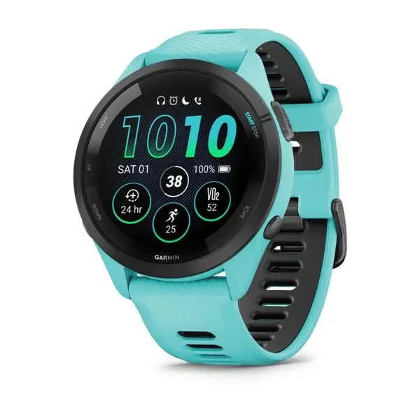 Garmin Forerunner 265 - Black безел с Aqua корпус и Aqua/Black силиконова каишка - 010-02810-12