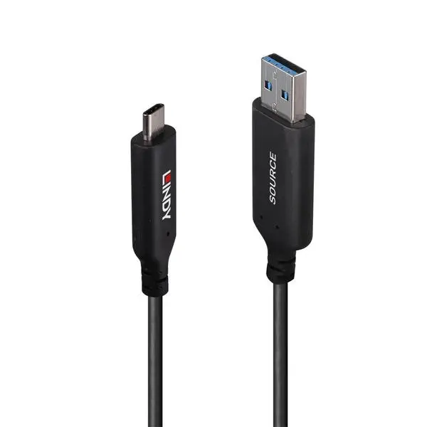 LINDY USB 3.2 5Gbps Type A към C хибриден кабел, М/М, черен, 50.0 м - LNY-43397