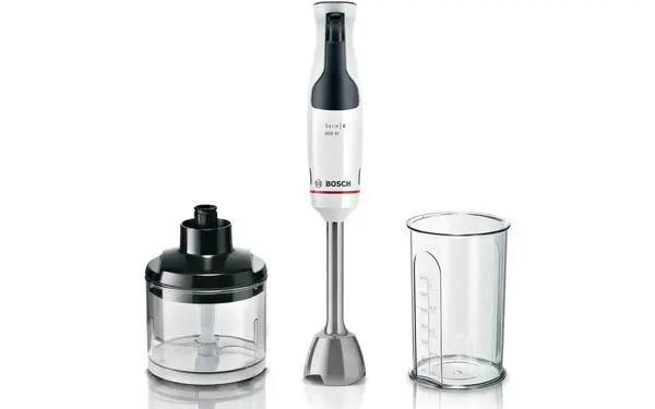 Bosch MSM4W220, SER4, Blender, ErgoMaster, 600 W, Dynamic Speed Control, QuattroBlade System, Included Blender, Chopper & Measuring cup, White - MSM4W220