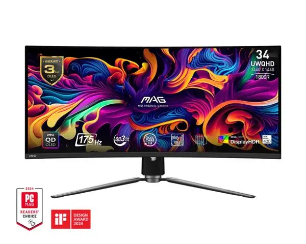 MSI MAG 341CQP QD-OLED, 34", 175Hz, 0.03ms, UWQHD 3440x1440, Oled Care 2.0, Fanless Design with Graphene - 9S6-3DD04T-001