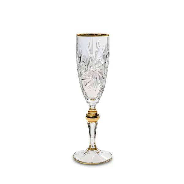 Чаша за шампанско Bohemia 1845 Pinwheel Matt Cut and Gold 180ml, 6 броя - 1005738
