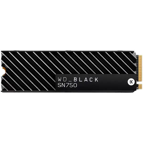 WD SSD BLACK SN750 1Tb M.2 2280 NVMe Read/Write: 3470 / 3000 MB/s, 515k/560k IOPS, TBW 600TB Heatsink - WDS100T3XHC