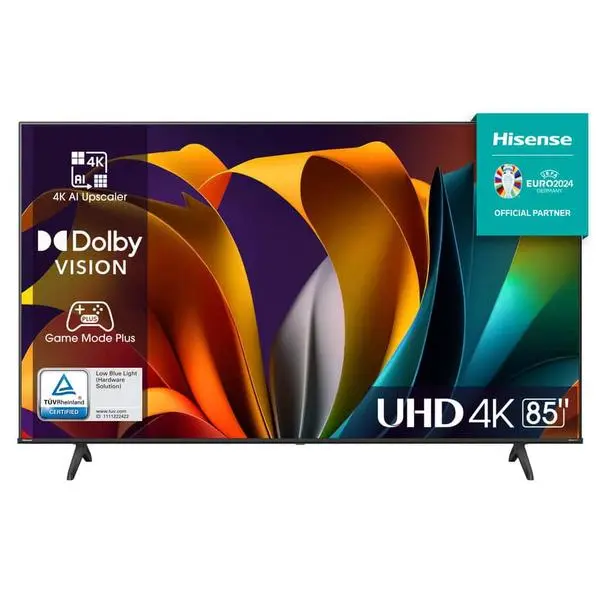 Hisense 85" A6N, 4K Ultra HD 3840x2160, DLED, DFA, Precision Colour, HDR 10+, HLG, Dolby Vision, DTS Virtual X, Smart TV, WiFi, Light Sensor, Gaming Mode, 1xHDMI2 eArc, 2xHDMI, 2xUSB, LAN, CI+, DVB-T2/C/S2, Black, 85A6N