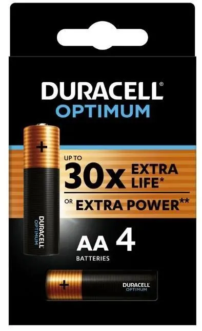 Алкална батерия DURACELL OPTIMUM LR6 /4 бр. в блистер/ 1.5V - DUR-BA-LR6-OPTIMUM