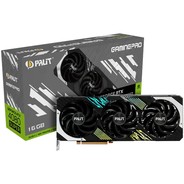 Palit RTX 4080 SUPER GamingPro, 16GB GDDR6X, 256 bit, 1x HDMI 2.1a, 3x DP 1.4a, 3 Fan, 1x 16-pin power connector, recommended PSU 850W, NED408S019T2-1032A - 4710562244205_3Y