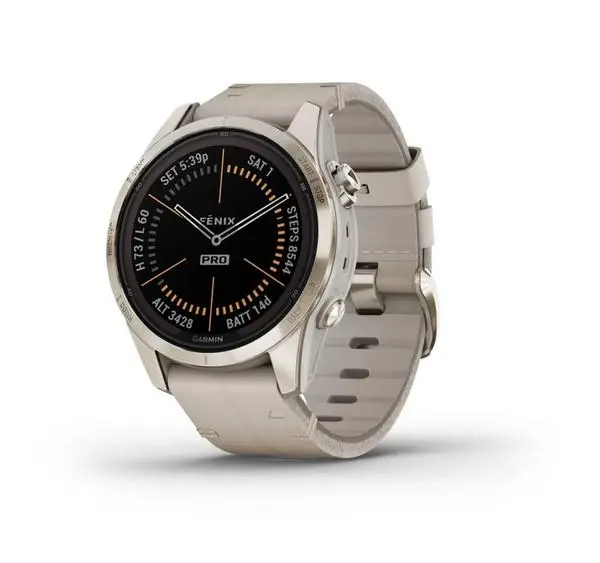 Garmin fenix 7S Pro - fenix 7S Pro - Sapphire Solar Edition - Soft Gold с Limestone кожена каишка* - 010-02776-30