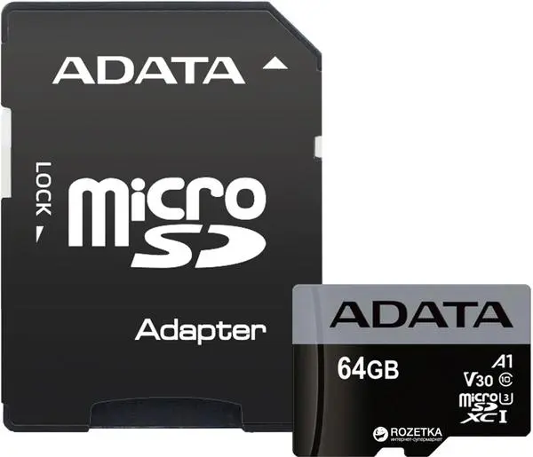 ADATA SDMICRO 64GB UHS-I_U3 CL10 V30 PLASTIC - AUSDX64GUI3V30SA2-RA1
