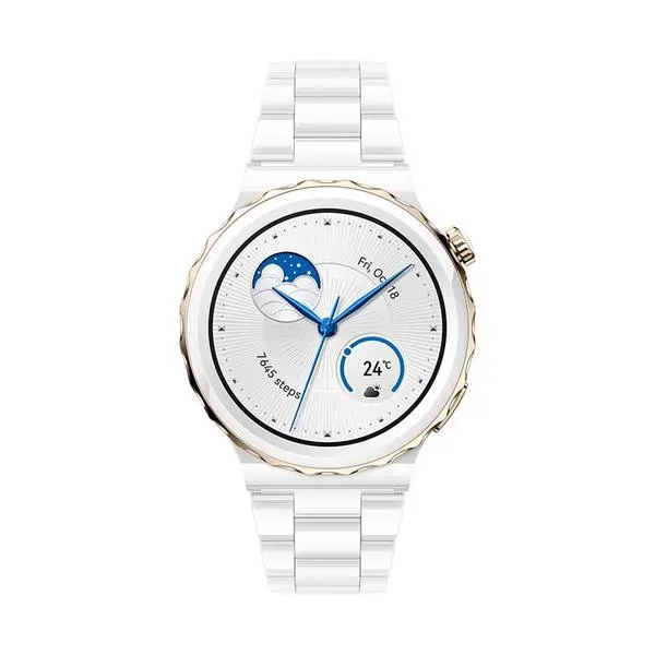 Huawei Watch GT 3 Pro 43mm, Frigga-B19T, 1.32", Amoled, 466x466, PPI 352, 4GB, Bluetooth 5.2, supports BLE/BR/EDR, 5ATM, Battery 292 maAh, White Ceramic Strap - 6941487253746