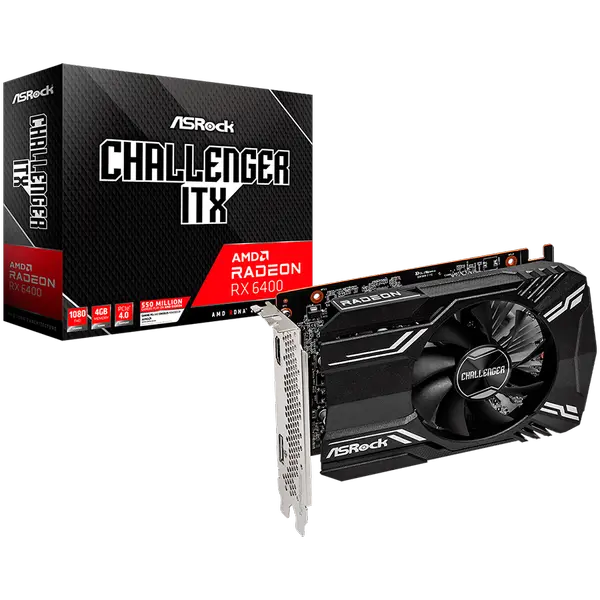 ASROCK Video Card AMD Radeon RX6400 Challenger ITX 4GB, GDDR6 64 bit, 1xHDMI, 1xDP 1.4, recomended PSU 350W. - RX6400 CLI 4G