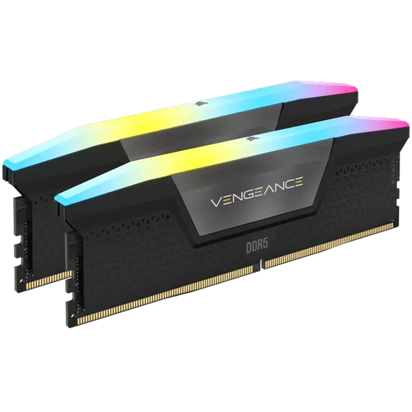 Corsair DDR5, 5600MT/s 32GB 2x16GB DIMM, Unbuffered, 40-40-40-77, XMP 3.0, VENGEANCE RGB DDR5 Black Heatspreader, RGB LED, 1.25V - CMH32GX5M2B5600C40K