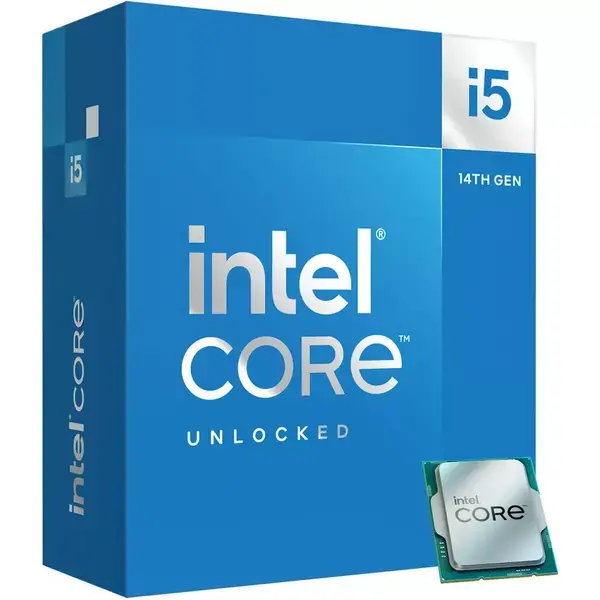 Процесор Intel Core i5-14600KF, четиринадесетядрен (3.5/5.3GHz, 24MB Cache, LGA1700), BOX, без охлаждане, BX8071514600KF