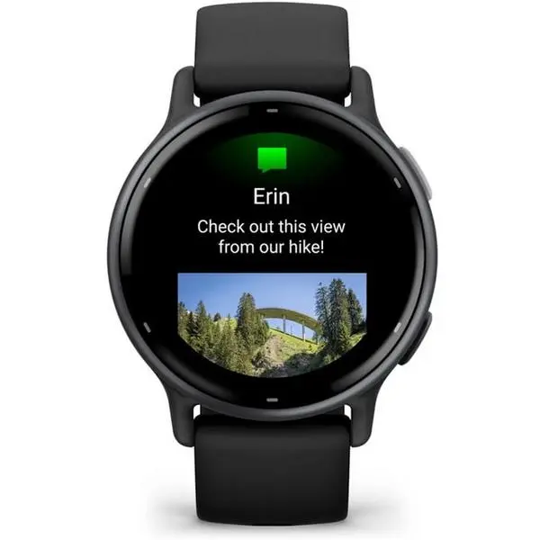 Garmin vivoactive 5 (Slate/Black), 1.2" (3.04cm) AMOLED дисплей, 42 мм,  Bluetooth, ANT+, Wi-Fi, GPS, 4GB вградена памет, следене на сърдечен ритъм, измерване на стреса, мониторинг на съня, 5ATM, до 11 дни време на работа, черен, 010-02862-10