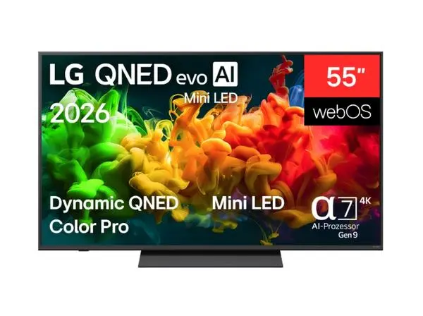 LG  55" 4K QNED MiniLED Smart TV, 3840x2160, DVB-T2/C/S2, Alpha 7 AI Processor, HDR10/HLG, webOS 26 ThinQ - 55QNED81B3A