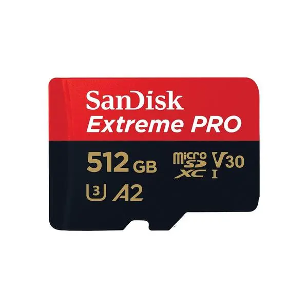 SANDISK Extreme PRO microSDXC, 512GB, Class 10 U3, A2, V30, 140 MB/s с адаптер до SD, SD-SDSQXCD-512G-GN6MA