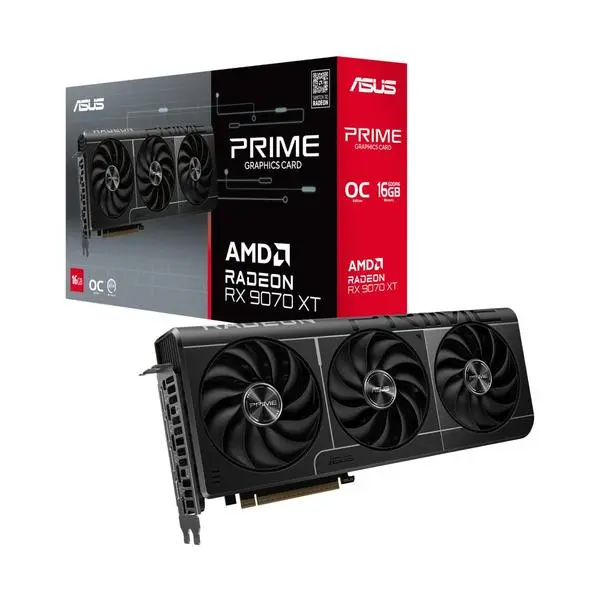 Видео карта AMD Radeon RX 9070 XT, 16GB, Asus Prime, OC, PCI-E 5.0, GDDR6, 256-bit, DisplayPort, HDMI, 90YV0L71-M0NA00