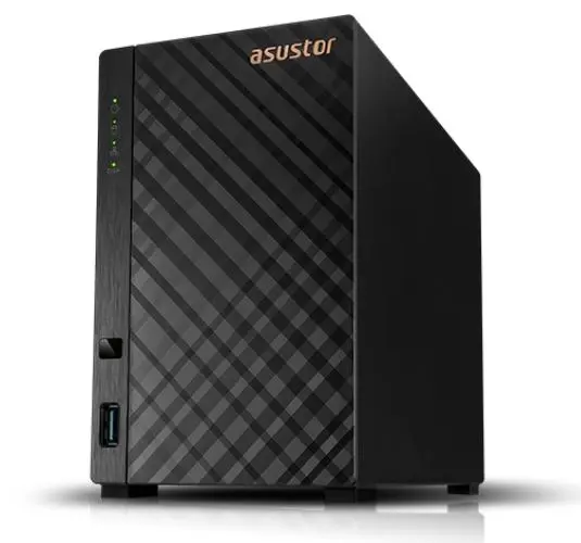 Asustor AS1202T, 2 bay NAS, Realtek RTD1619B, Quad Core, 1.7 GHz, 1GB DDR4 (not expandable), 2.5GbE x1, 3 x USB 3.2 Gen 1, WOW (Wake on WAN), System Sleep Mode, Black - AS1202T