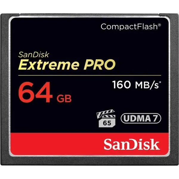 SANDISK Extreme PRO, CompactFlash, 64GB, VPG 65, 160 Mb/s, SD-CFXPS-064G-X46